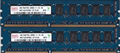 2GB 2x1GB PC3-8500E HYNIX DDR3-1066 HMT112U7AFR8C-G7 T0 AA-C ECC Memory Kit Blue - Image 1 of 2