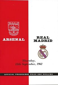 ARSENAL V REAL MADRID 13 SEPTEMBER 1962 ~ FRIENDLY PROGRAMME IN SUPERB CONDITION
