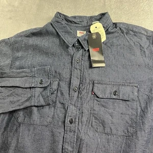Levi's Denim Chambray Shirt Men's 2XL Long Sleeve Button-Up Casual Dark Wash NWT - Picture 1 of 7