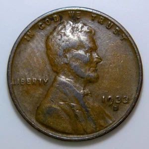 ~COBRE AMERICANO VINTAGE~ 1933-D Lincoln Wheat Penny Un Centavo EE. UU. 1c XF i457 - Imagen 1 de 2