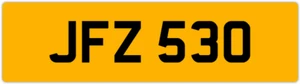 JFZ 530 J 3x3 DATELESS PRIVATE NUMBER PLATE JON JOE JAK JAC JACK JAMES JEFF JAY - Picture 1 of 1