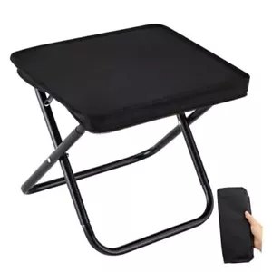 Camping Stool, Portable Folding Stool with Carry Bag, 12in Portable Black - Picture 1 of 7