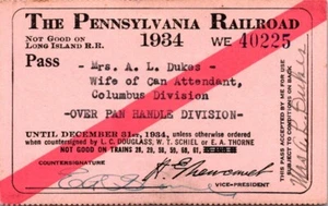 1934 Pennsylvania Railroad Employee Pass Dukes - Picture 1 of 2