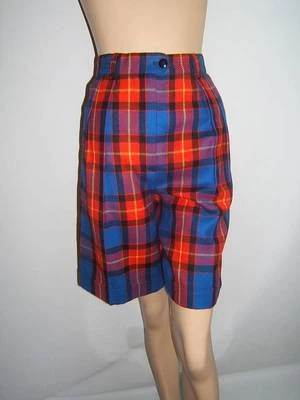 Pantalones Cortos Mujer ESCADA 34 2 4 SUPER SEXY AÑOS 80 CINTURA ALTA ROJO CUADROS De Colección Lana Foto 1 de 4