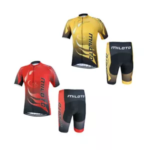 Miloto Men's Cycling Kit Short Sleeve Cycling Jersey and Shorts Set Red Yellow - Picture 1 of 15