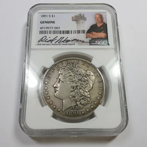 1891 S NGC Genuine Rick Harrison Hand Signed Silver Morgan Dollar $1 Coin 54815A - Picture 1 of 3