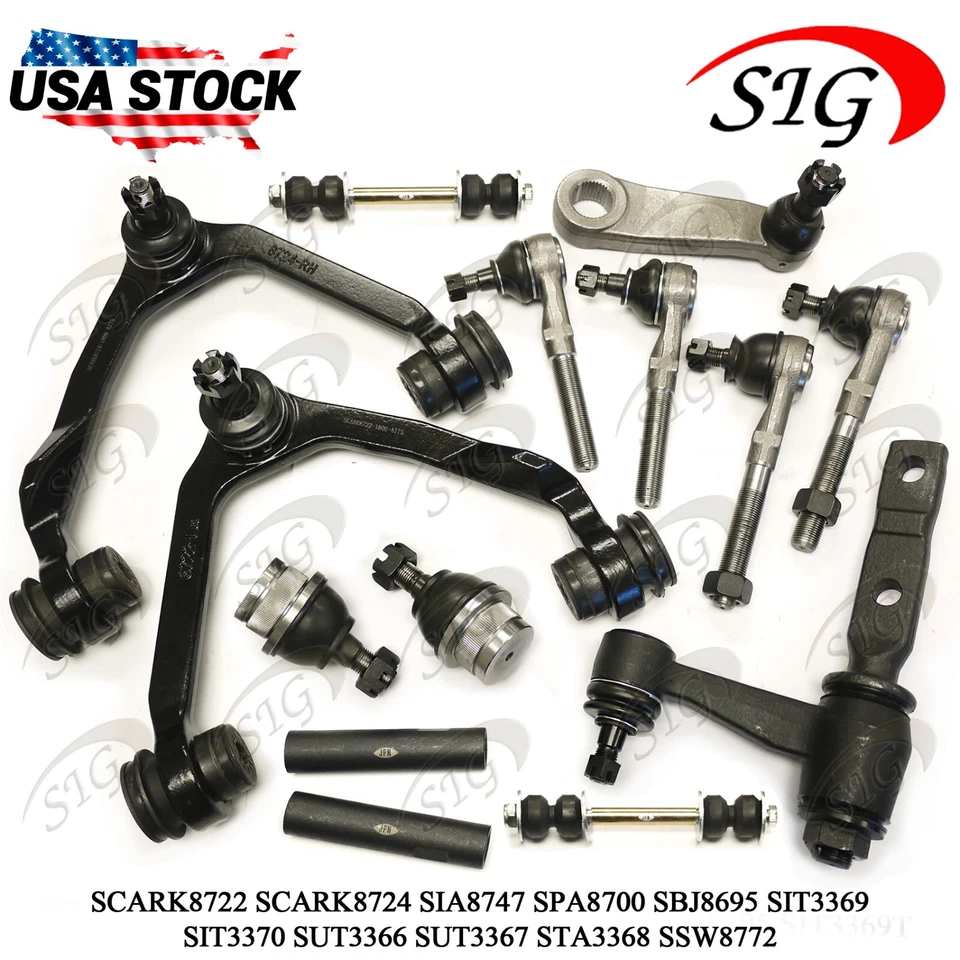 Kit de suspensión de brazo de control superior delantero de 14 piezas para Lincoln Navigator 1998-2002 4x4 Foto 1 de 4