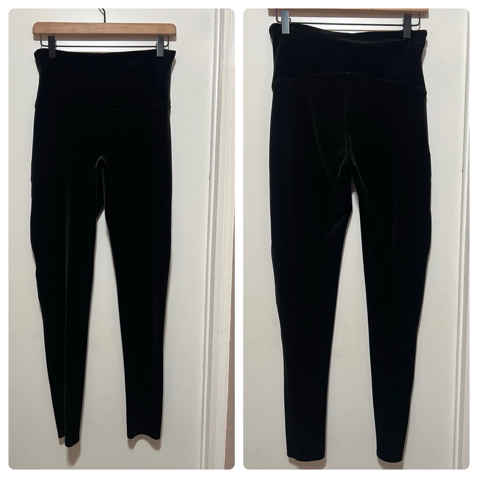 Spanx Womens Velvet Leggings XL Velour Black High Rise Shapewear Club Skinny - Image 1 of 4