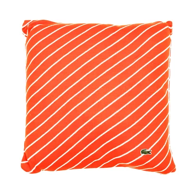 Lacoste Skiff Caviar Pinstripe 18" Square White/Orange Decorative Knit Pillow - Image 1 of 4