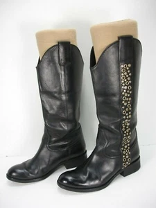 SPIRIT BY LUCCHESE AVERY GROMMET BLACK LEATHER RIDING BOOTS WOMEN'S 7 M - Picture 1 of 12