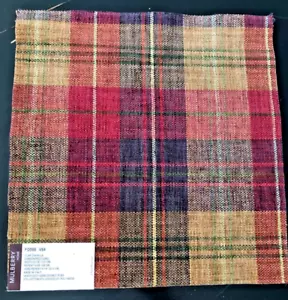 MULBERRY Clan Chenille in Damson, Red, Camel 13 x 13 1/4" Fabric Sample pc 1 - Picture 1 of 3