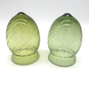 Vtg 2 Spiral Glass Conical Bullet Teardrop Art Glass Globe Shades Art Deco Lamp - Picture 1 of 6