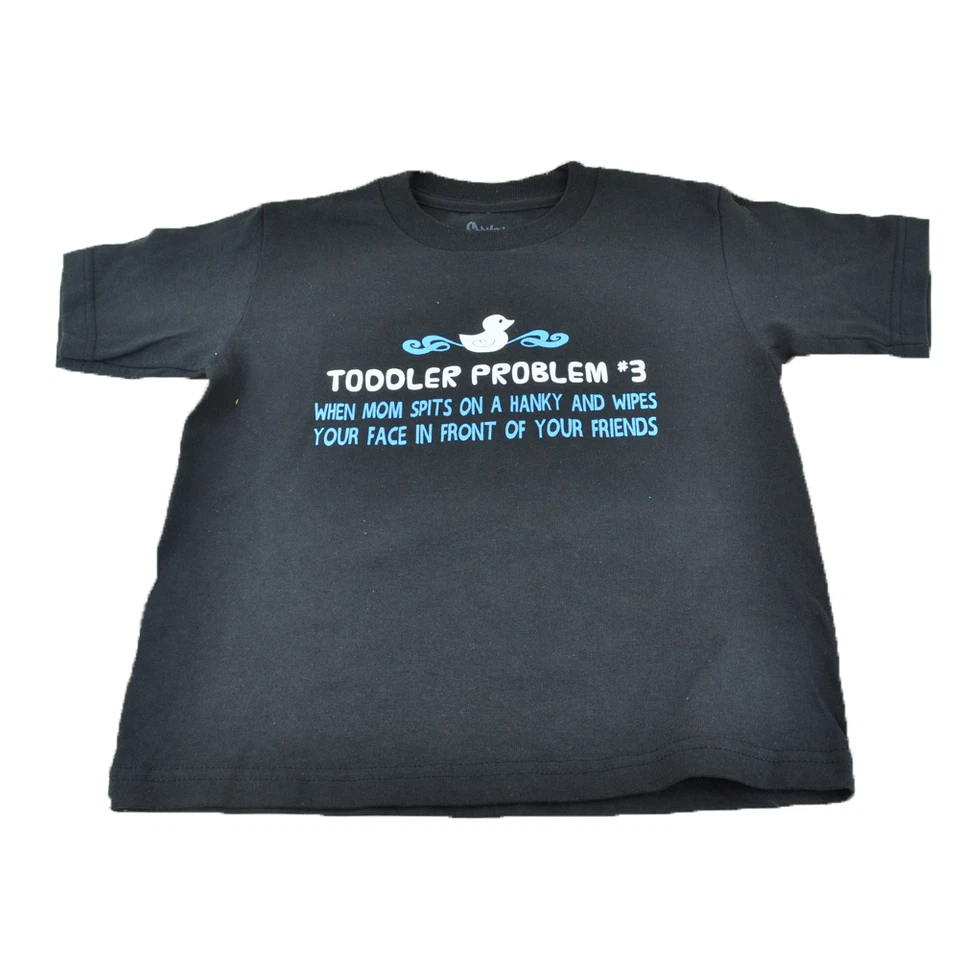 Toddler Problem 3 When Mom Spits On A Hanky... Spencers Novelty Tshirt Black  - Изображение 1 из 1