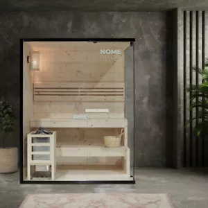 Traditionelle Sauna 3 Personen Saunakabine Saunaofen Heimsauna Glasfront - Bild 1 von 12