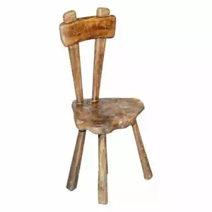 RARE STUNNING CIRCA 1760 BURR CHESTNUT SMALL HAND CARVED PRIMITIVE FRENCH CHAIR - Picture 1 of 12