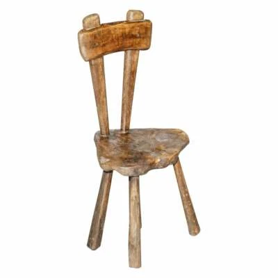 RARO IMPRESIONANTE CIRCA 1760 REBABAS CASTAÑO PEQUEÑA TALLADA A MANO PRIMITIVA SILLA FRANCESA Foto 1 de 4