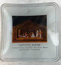 Glass Nativity scene tray- Farmers National Bank Victoria, Kansas