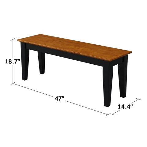 Dining Bench-Black/Cherry Solid Wood Frame & Butcher Block Surface Tapered legs Cover