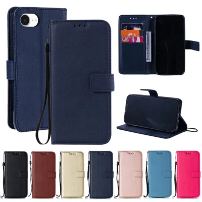 For iPhone 16e 16 Pro Max 15 13 Pro 8 Leather Stand Flip Wallet Cover Phone Case - Image 1 of 4