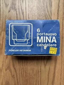 Vintage Portauovo Mina Candeliere Glass Candle Holders Set of Six Made In Italy - Picture 1 of 7