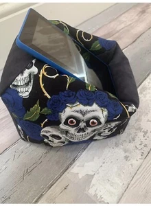 Skull & Roses iPad Mini  Kindle Tablet Nook Desktop cushion Beanbag stand holder - Picture 1 of 6