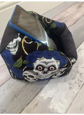 Skull & Roses iPad Mini  Kindle Tablet Nook Desktop cushion Beanbag stand holder - Image 1 of 4