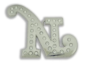 Initiale N Buchstabe n Western Gürtelschnalle Silber Metall Iced Style Strass Herren - Bild 1 von 11