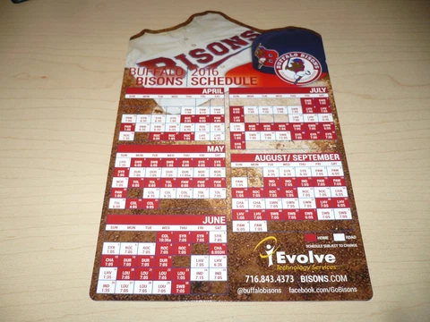 NEW! BUFFALO BISONS 2016 Magnetic and Pocket Schedule, Magnet, Toronto Blue Jays Cover