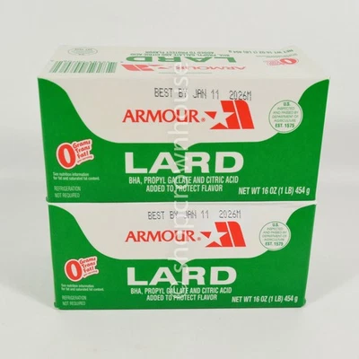 2 cajas Armour LARD de 16 oz (1 lb) refrigeración no requerida 01/11/2026 Foto 1 de 2