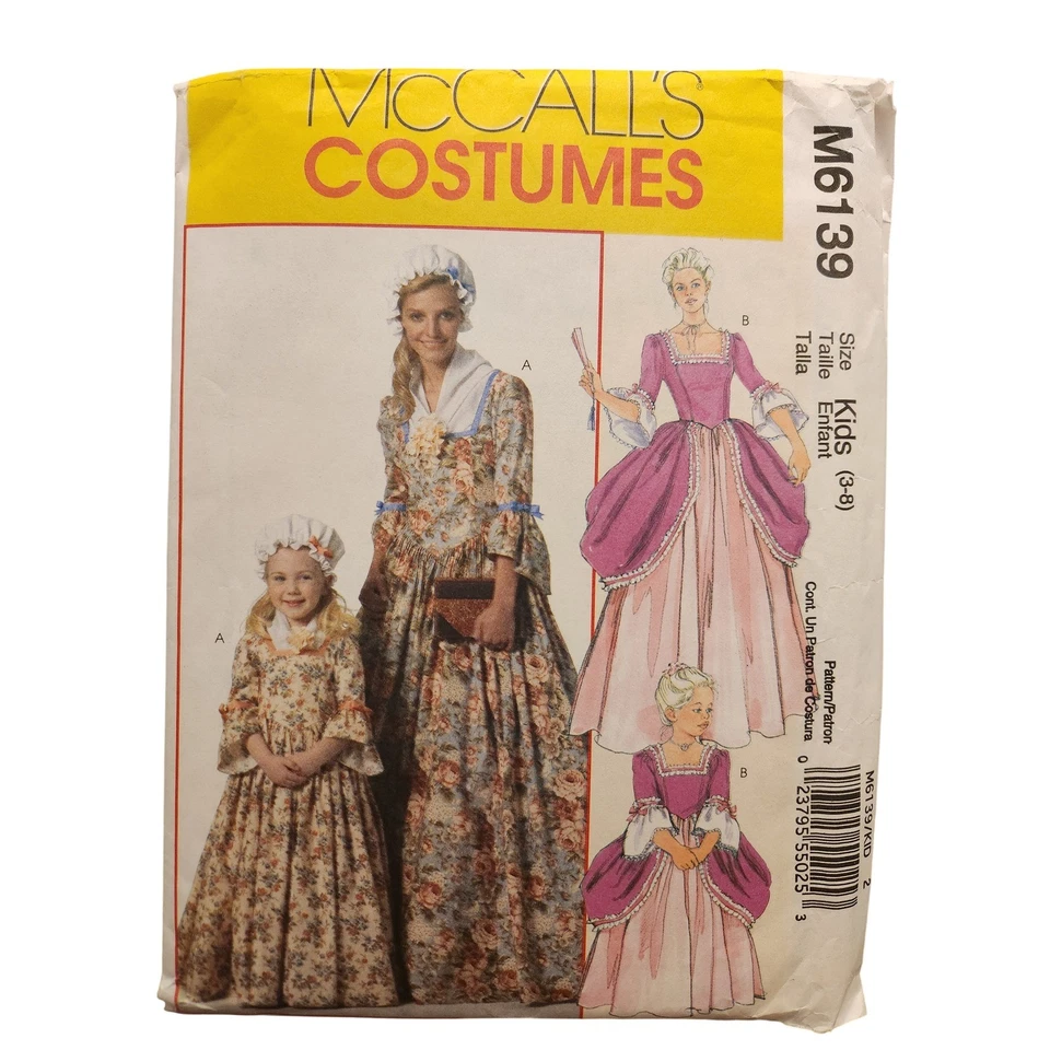 McCalls Costumes M6139 Kids Historical Dress Pattern Size 3-8 - Image 1 of 1