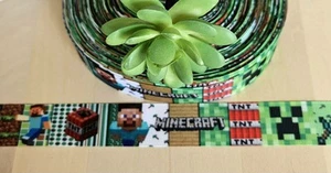 1 Inch (1 YD) Minecraft Grosgrain Ribbon Gamer Alex Steve Minecraft Character - Picture 1 of 3