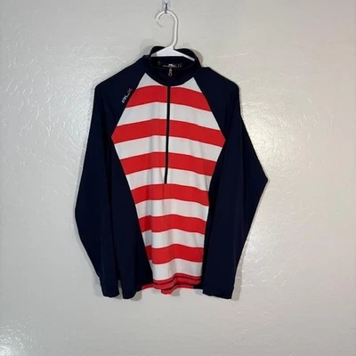 RLX Ralph Lauren Pullover Mens Medium Navy Red White Quarter Zip Golf Striped - Image 1 of 4