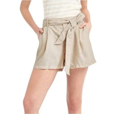 Pantalones Cortos Gap Para Mujer Talla Grande Caqui Mezcla de Lino Bolsillos Cinturón Informal Verano Foto 1 de 4