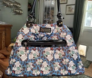 Vntg Betsey Johnson Sugar Skull Cheetah Flowers Weekender Overnight Bag Large - Picture 1 of 10