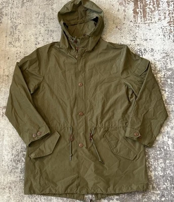 LL Bean Bean Signature Rain Jacket Womans L Olive Green Hooded Full Zip Button - Image 1 of 4