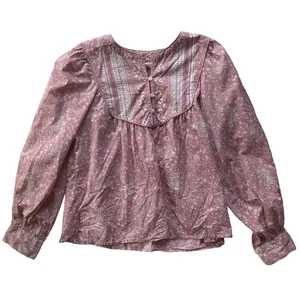 C&C California Cotton Floral Print Blouse Size M Cottage Feminine - Picture 1 of 6