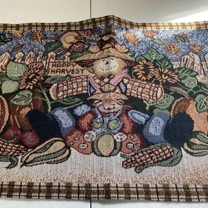 Happy Harvest Tischläufer 70" -73" Vintage Kürbis Vogelscheuche Herbst Halloween - Bild 1 von 9