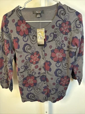 NUEVO Suéter Cárdigan Suéter Style & Co Para Mujer 100% Algodón Talla S Mangas 3/4 Preppy Foto 1 de 4