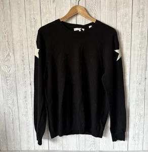 Chinti & Parker Black Wool Cashmere Star Jumper Sweater Size Large  - Picture 1 of 10