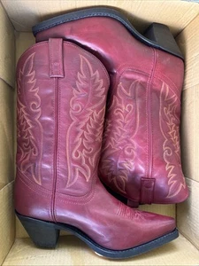 Laredo Red Leather Western Cowgirl Boots Womens Size 9 M NEW With Box - Picture 1 of 10