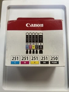 Canon PGI-250 CLI-251 5 Color Pack CYMB Printer Ink Genuine OEM New Sealed 0Ship - Bild 1 von 6