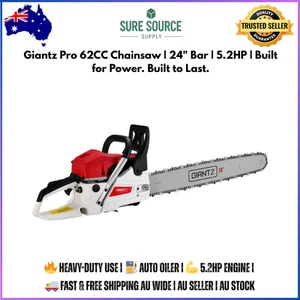 Giantz 62cc Chainsaw Petrol Commercial 24" Bar E-Start Tree Chain Saw 5.2HP - Picture 1 of 8