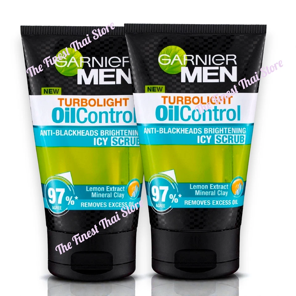 Garnier Hombres Turbo Luz Control de Aceite Anti Puntos Negros Iluminador Helado Exfoliante Pack 2 Foto 1 de 3