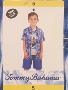Tommy Bahama NWT Blue 3PC Kids Boys Clothing Set Size:5 Paradise Grand Prix - Picture 1 of 12