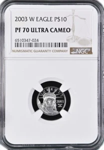 2003 W $10 Proof American Platinum Eagle 1/10 oz .9995 Fine NGC PF70 Ultra Cameo - Picture 1 of 4