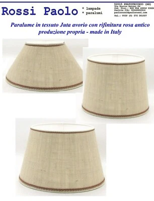 Rossi paolo paralume tipo Juta avorio con rifinitura rosa antico - made in Italy