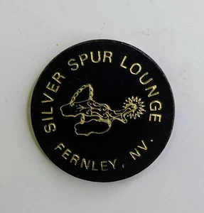 Vintage Silver Spur Lounge Fernley NV Dive Bar Plastic Drink Token 1" Black - Bild 1 von 2