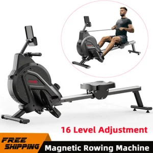 16 Level Magnetic Resistance Rowing Machine Rower LCD Cardio Exercise Home Gym - Picture 1 of 9