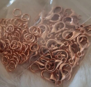 Lot of 10 Pink Carabiners and 10 Jewelry Making Rings, New - Picture 1 of 1
