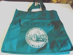 Bolso de Mano Grande Marca León Tejido Crochet Resistente Verde Lona Bolsillo Frontal - Imagen 1 de 9